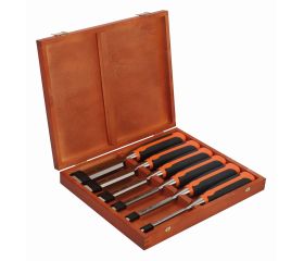 Juego de formones con mango de goma (6 piezas / caja de madera) | 424P-S6-EUR